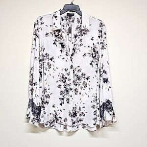 The Limited Soft Pinstripe & Floral Button-Up Blouse *⚠️ 📢 🚨 HAS CENSOR TAG